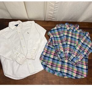Ralph Lauren Boys Size 5 100% Cotton Collared Long Sleeve Button Up Shirt Bundle